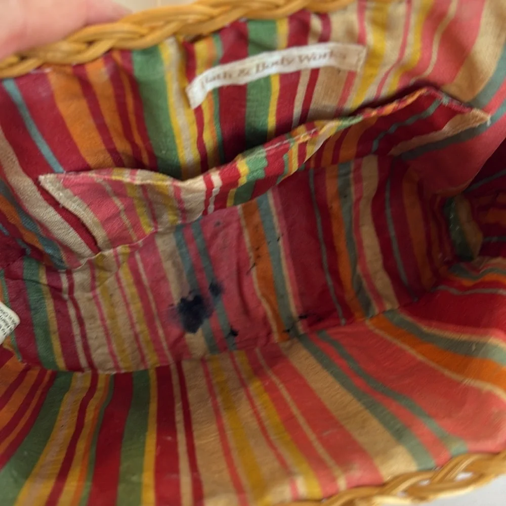 Vintage Y2K Bath & Body Works Wicker Handbag, Red Lid Double Top Handle Bag, Wic